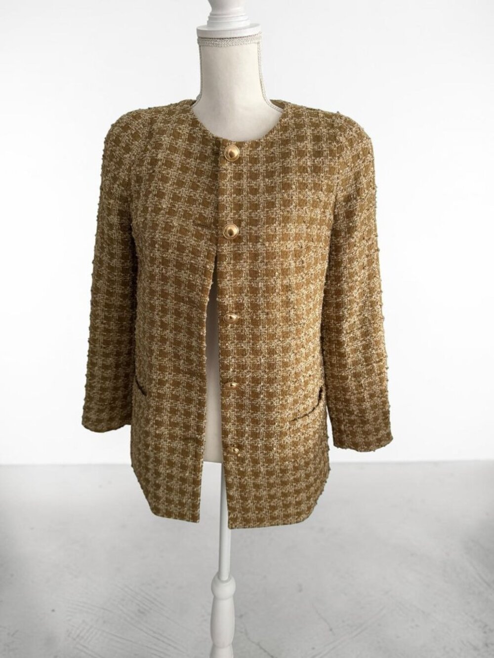 EXPRESS Gold Beige Boucle Blazer Jacket Size Small